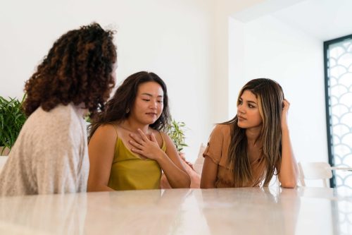 Young Women Having A Gathering In The Restaurant